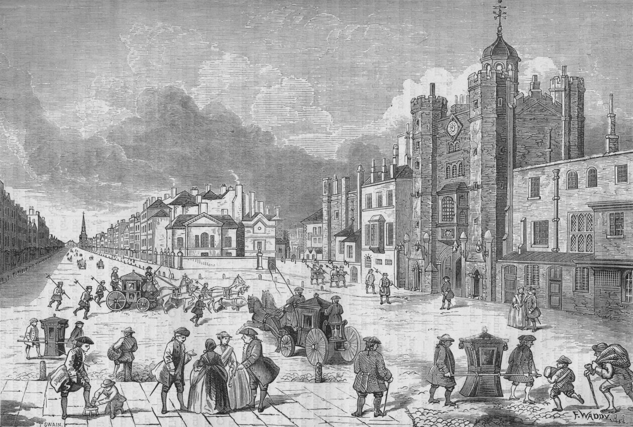 Vista do palácio de St Jamess, Westminster, Londres, na época da rainha Anne, c1710 1878. de Unbekannt