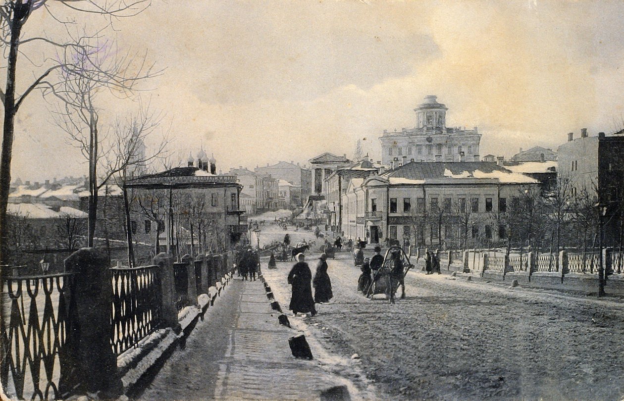 Vista da rua Znamenka no inverno, Moscou, Rússia, início do século XX de Unbekannt