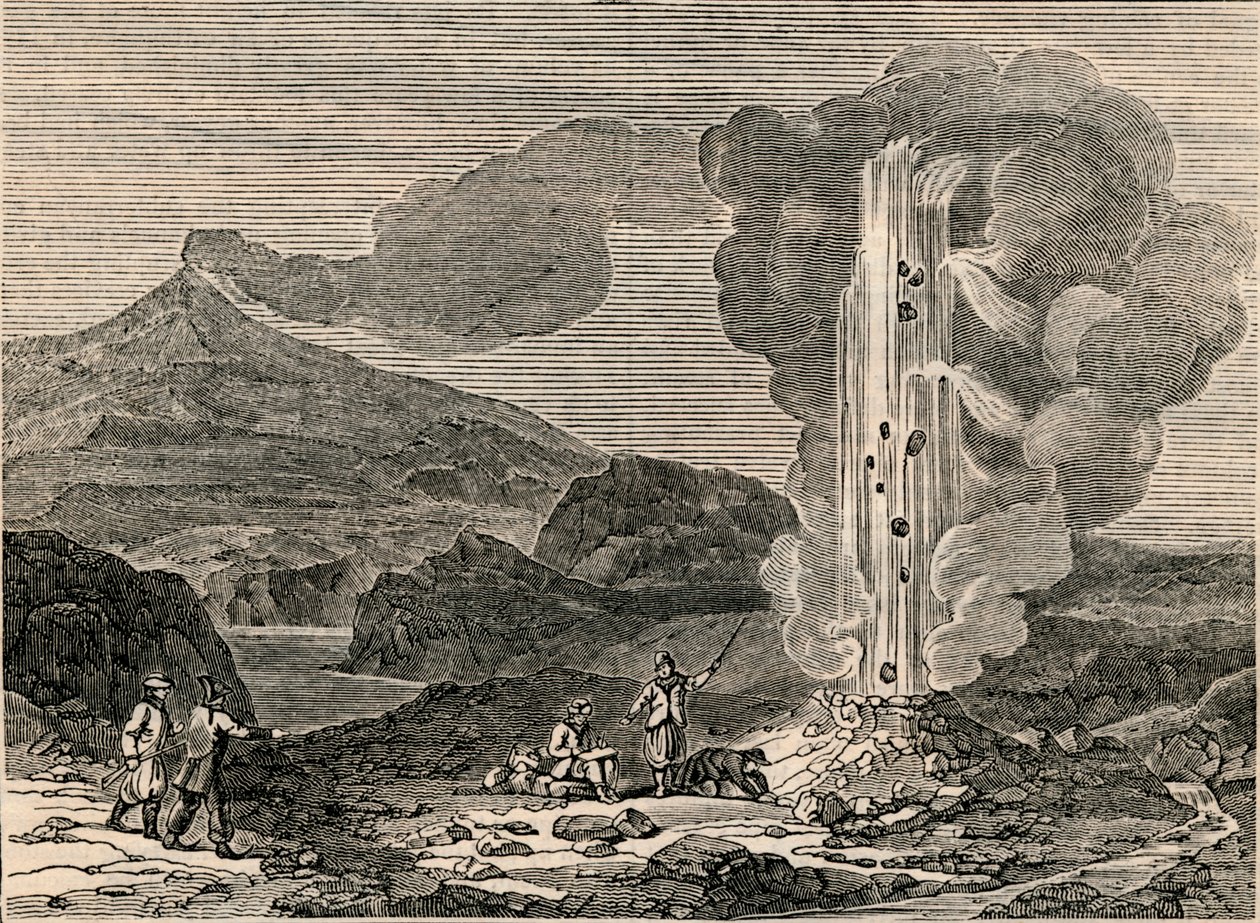 Vista de um gêiser, ou fonte quente, 7 de dezembro de 1833. de Unbekannt
