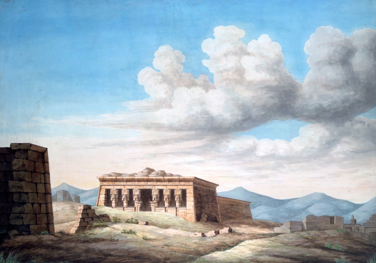 Vista de um templo egípcio, Dendera, século XIX de Unbekannt