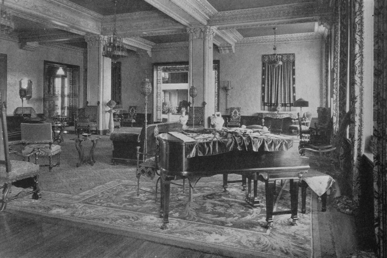 Vista da sala de estar, Gaylord Apartments, Los Angeles, Califórnia. 1924 de Unbekannt