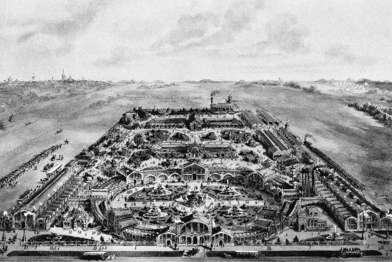 Vista da exposição toda russa de 1882 Khodynka, Moscou, 1882 de Unbekannt