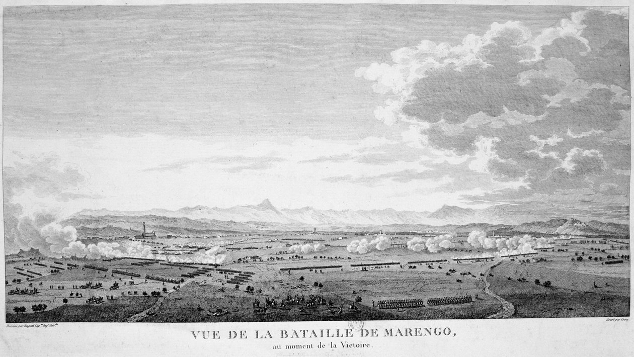 Vista da Batalha de Marengo no momento da vitória, 1800 de Unbekannt