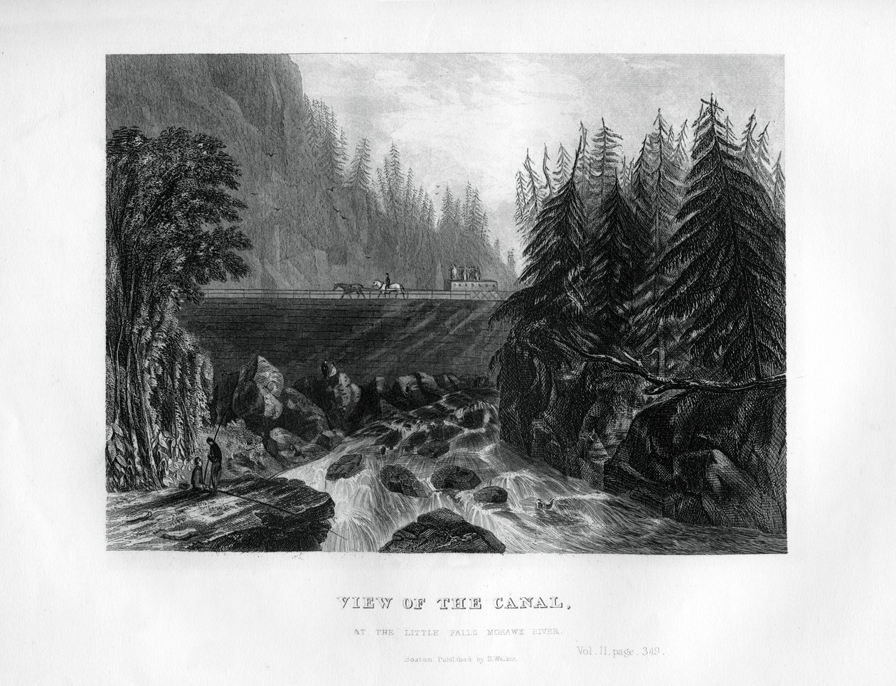 Vista do canal, no rio Mohawk de Little Falls, estado de Nova York, 1855 de Unbekannt