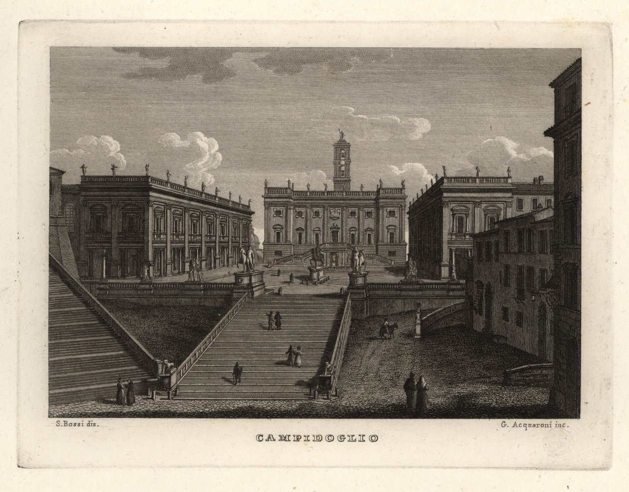 Vista do Monte Capitólio, Campidoglio, Roma, com o Palazzo Senatorio de Unbekannt