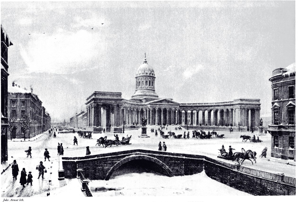 Vista da Catedral de Kazan em São Petersburgo, c. 1850 de Unbekannt