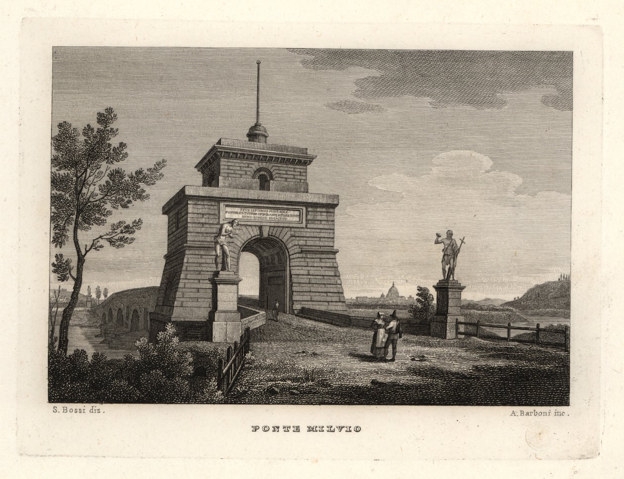 Vista da Ponte Milvian (ou Mulvian), Ponte Milvio, Roma de Unbekannt
