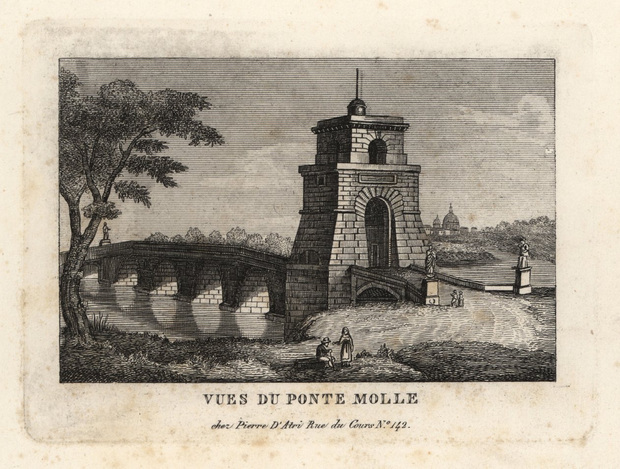 Vista da Ponte Milviana ou Ponte Mulviana, Ponte Molle, Roma de Unbekannt