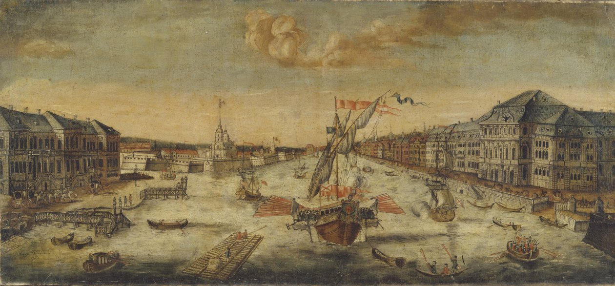 Vista das margens do rio Neva, 1753 de Unbekannt