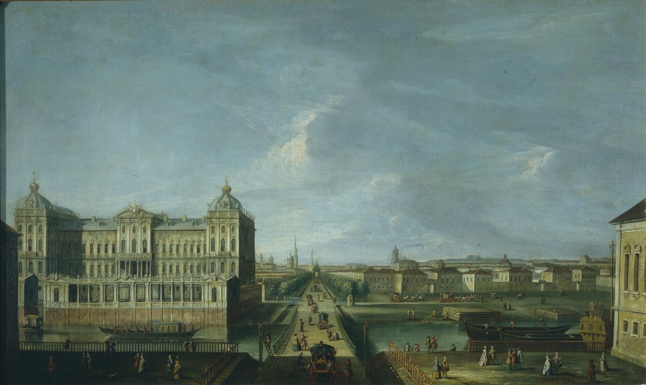Vista do Nevsky Prospekt e do Palácio Anichkov, segunda metade do século XVIII. de Unbekannt