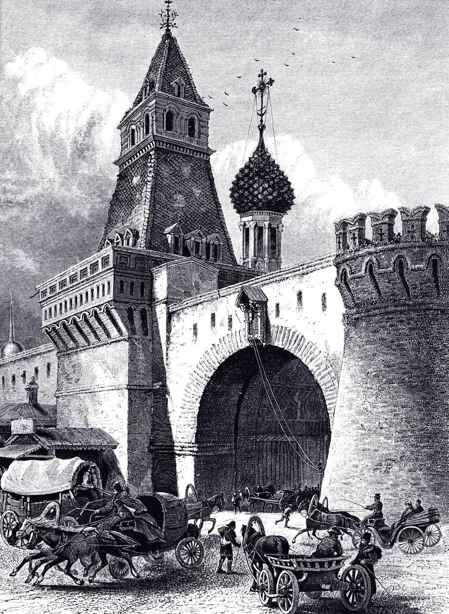 Vista da torre e do arsenal de Nikolskaya em Moscou, ca 1860 de Unbekannt