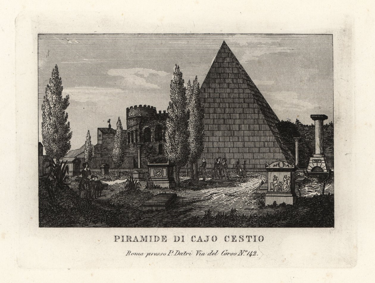 Vista da Pirâmide de Cestius, Piramide di Cajo Cestio, Roma de Unbekannt