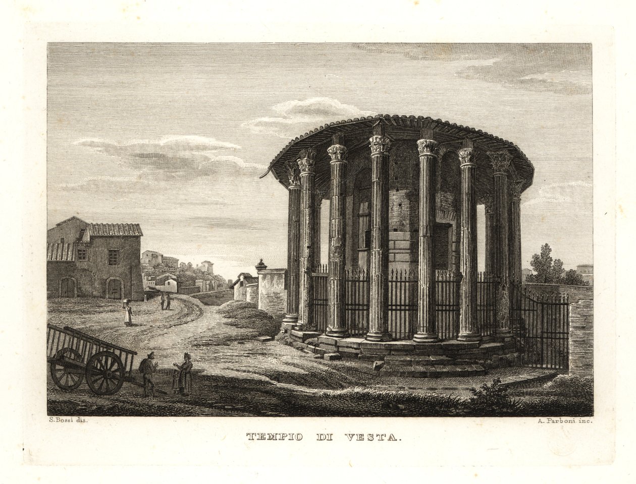 Vista do Templo de Vesta, Templo de Vesta, Roma de Unbekannt