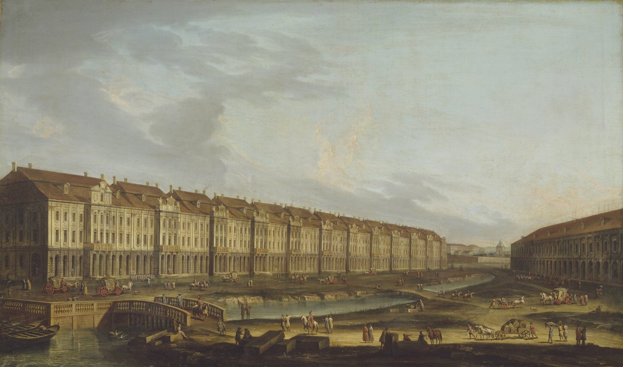 Vista do edifício dos doze colégios em São Petersburgo, meados do século XVIII. de Unbekannt