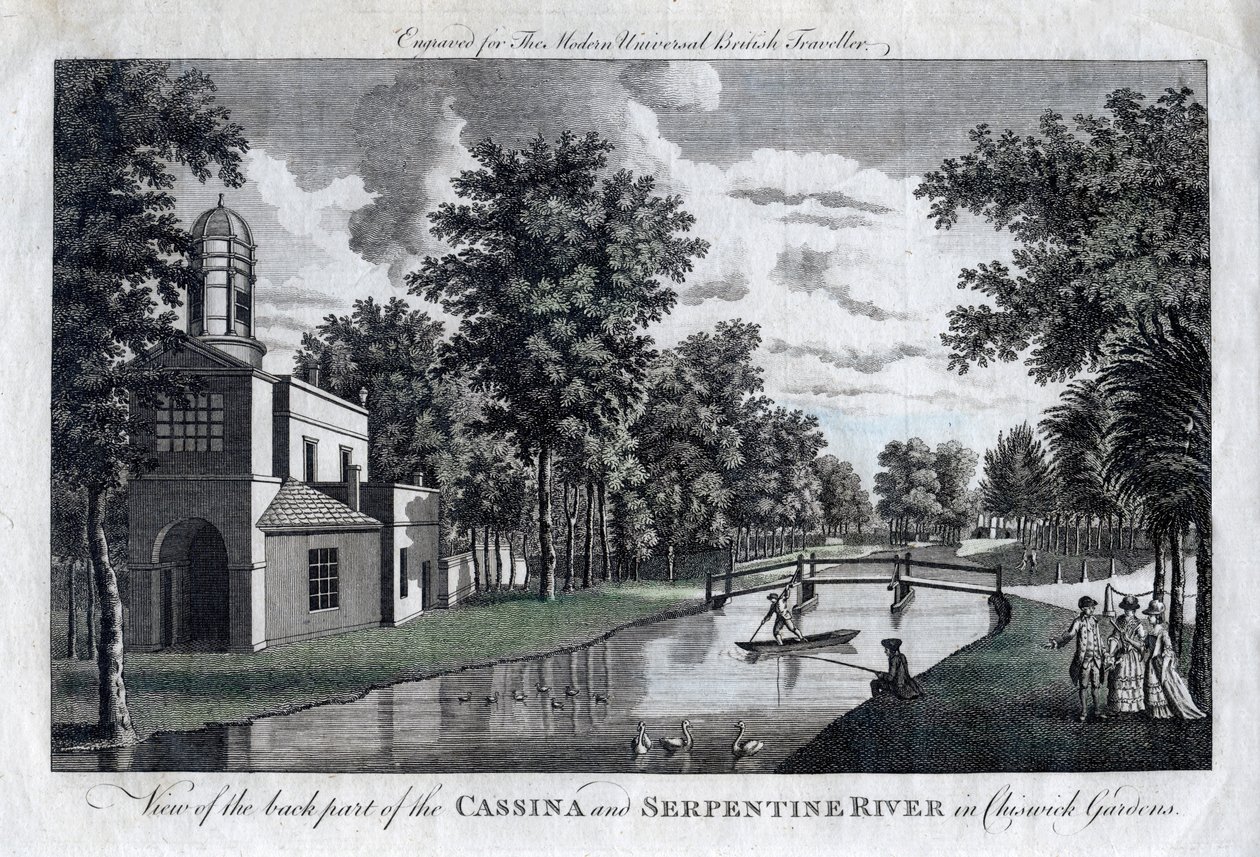 Vista da parte traseira do rio Cassina e Serpentine em Chiswick Gardens, Londres de Unbekannt