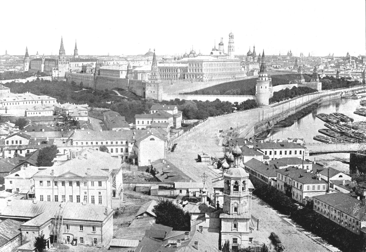Vista da cidade e o Kremlin, Moscou, Rússia, 1895. de Unbekannt