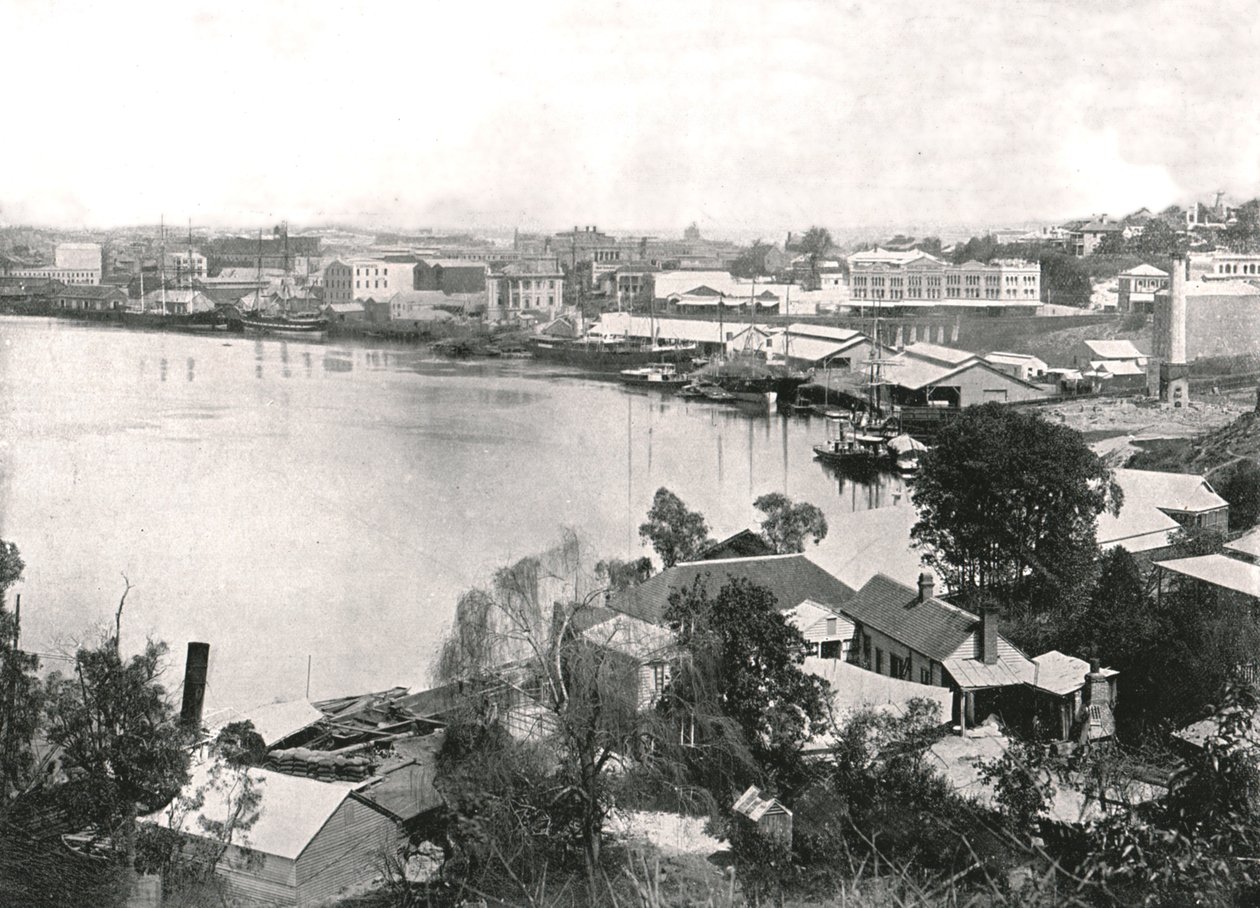Vista da cidade e do rio, Brisbane, Austrália, 1895. de Unbekannt