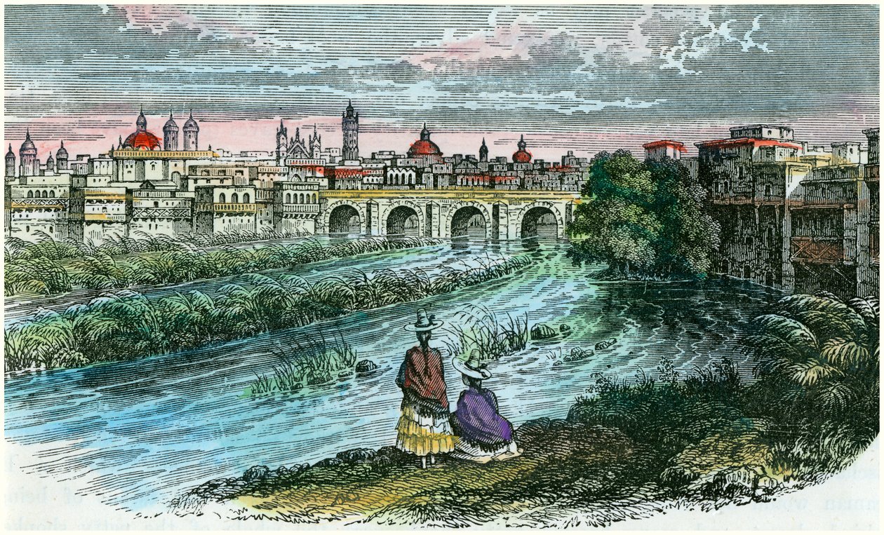 Vista da cidade de Lima, capital do Peru, a partir do rio Rimac, c1875 de Unbekannt