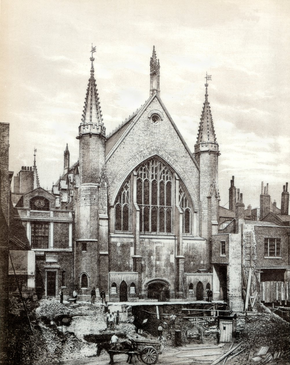 Vista do extremo leste de Guildhall e da Old Library, cidade de Londres, 1886 de Unbekannt