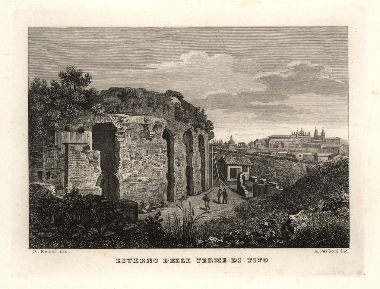 Vista exterior das Termas de Titus, Thermae Titi, Terme di Tito de Unbekannt