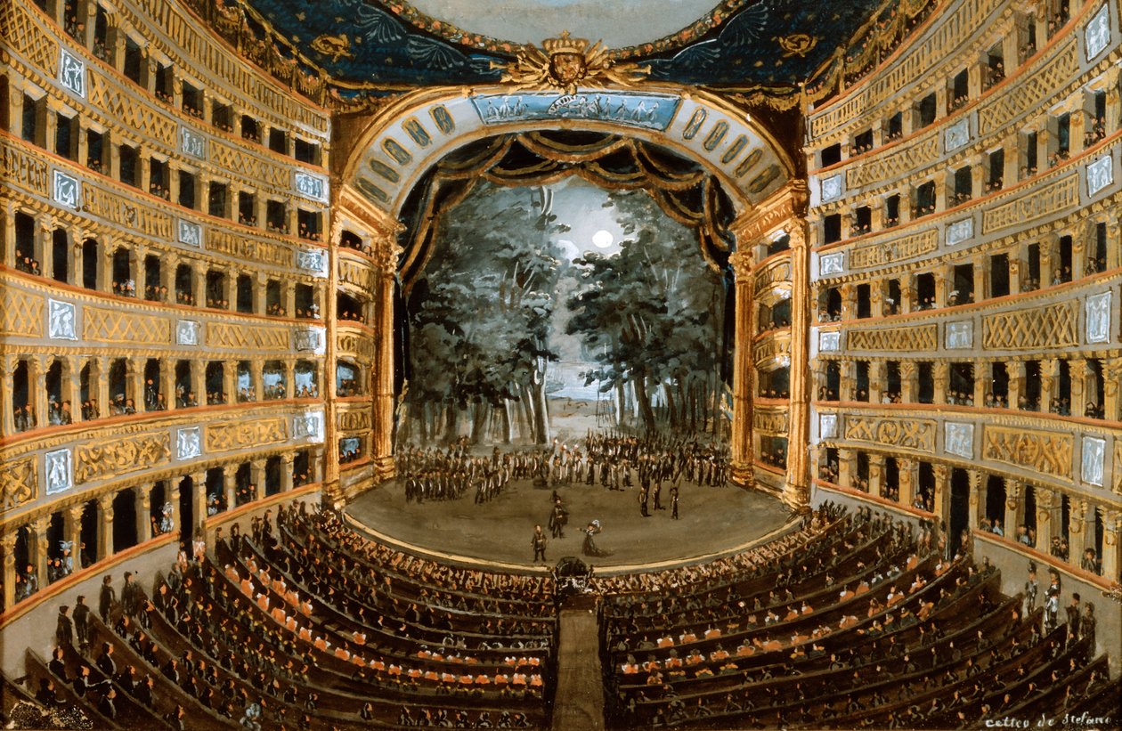 Vista do interior do Teatro San Carlo, Nápoles, século XIX de Unbekannt
