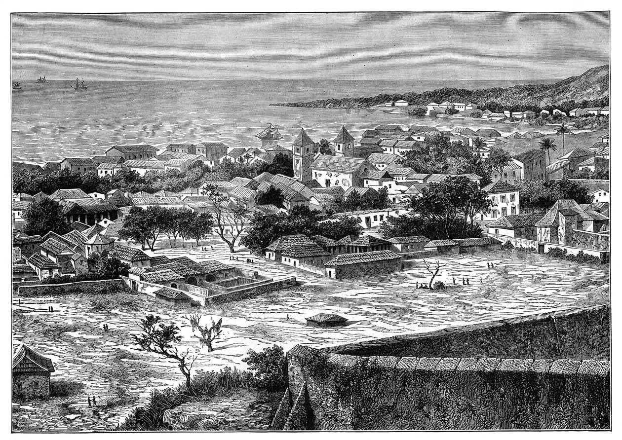 Vista da estrada e da cidade de San Paolo de Loanda, Angola, África Ocidental, c1890 de Unbekannt
