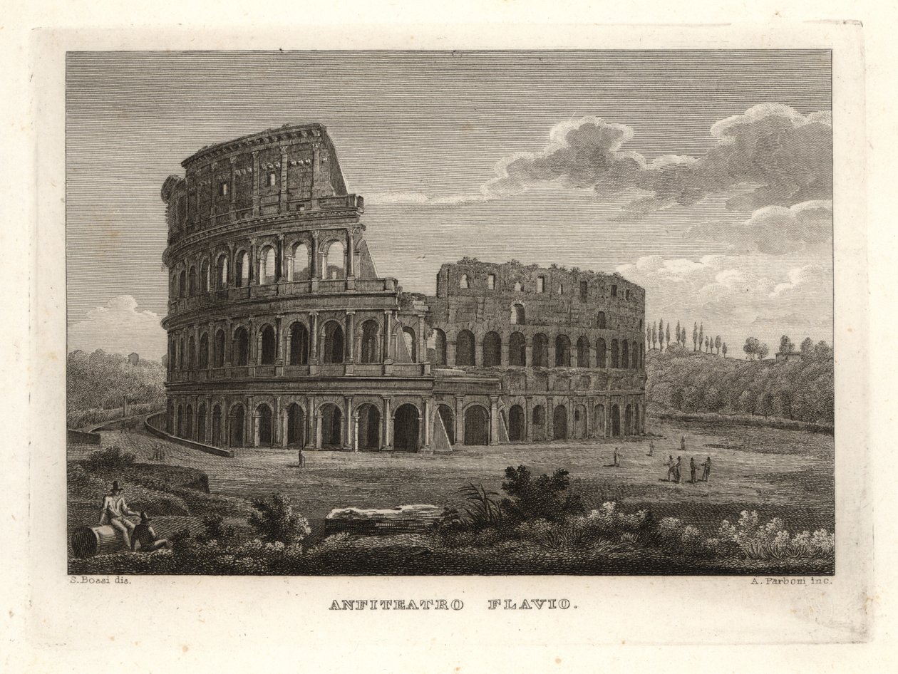 Vista das ruínas do Anfiteatro Flaviano, Anfiteatro Flávio, Roma de Unbekannt