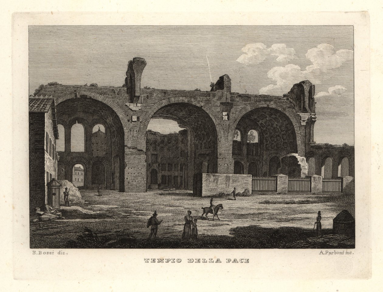 Vista das ruínas do Templo da Paz ou do Fórum das Vespasianas, Tempio della Pace, Roma de Unbekannt
