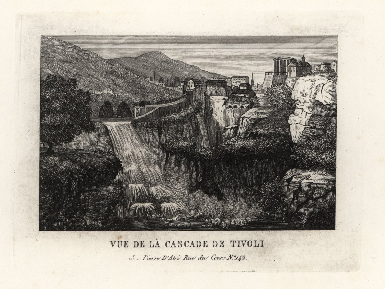 Vista das cataratas do Tivoli, Itália, Cascade de Tivoli de Unbekannt