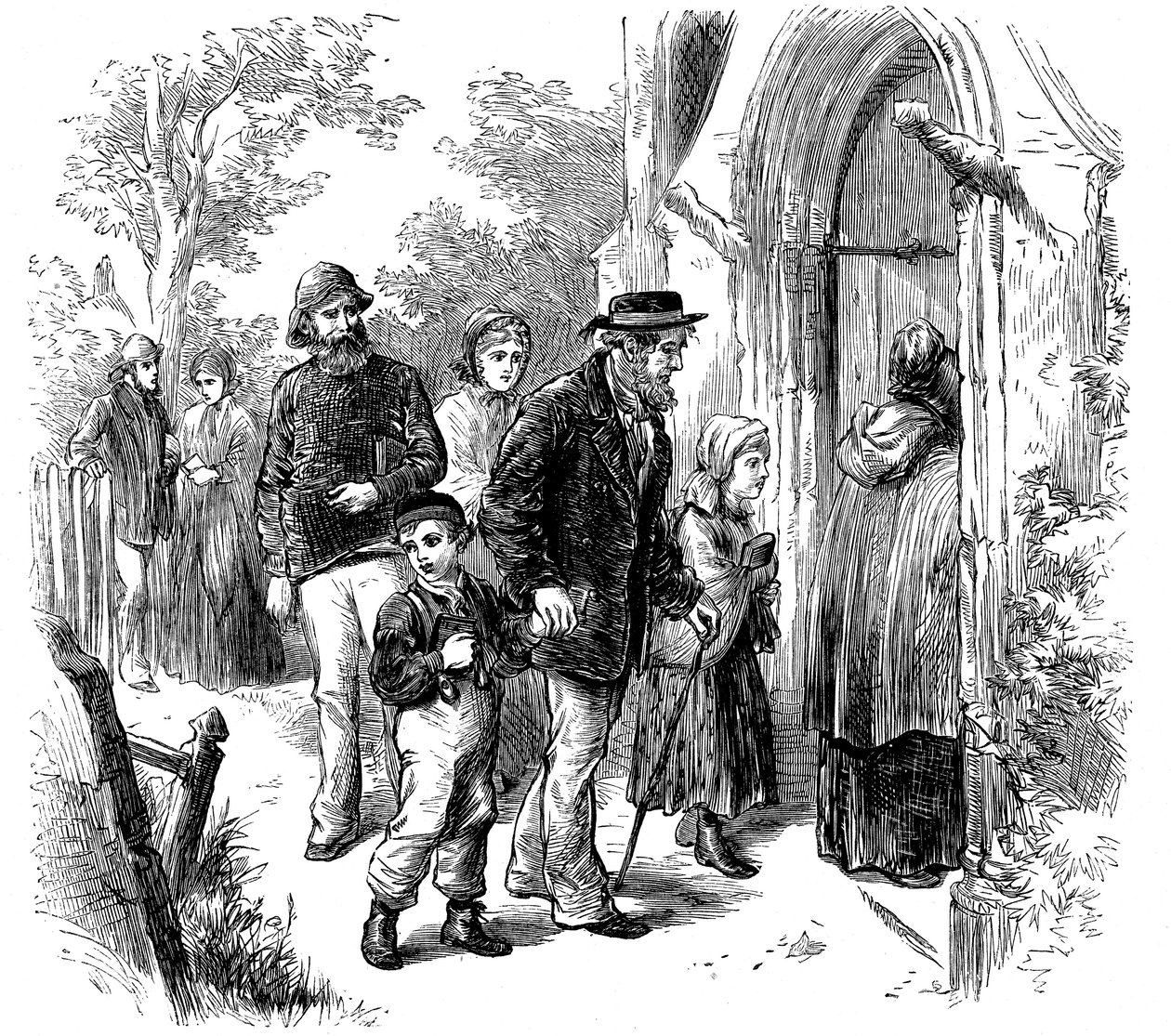 Aldeões indo à igreja no domingo, Londres, 1872 de Unbekannt
