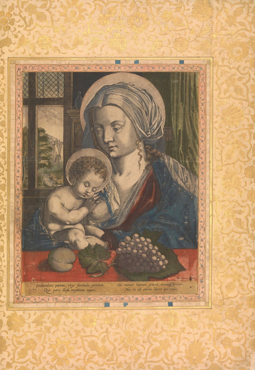 Virgem e o Menino, fólio do álbum Bellini, ca. 1600. de Unbekannt