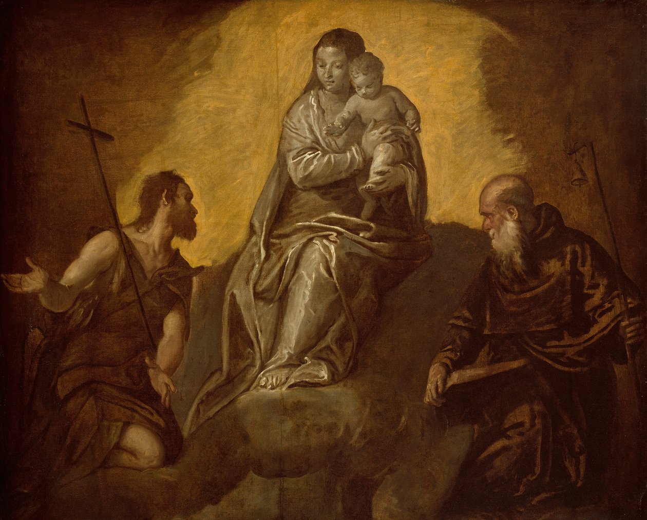 Virgem e Menino com os Santos João Batista e Antônio Abade, 15751625. de Unbekannt