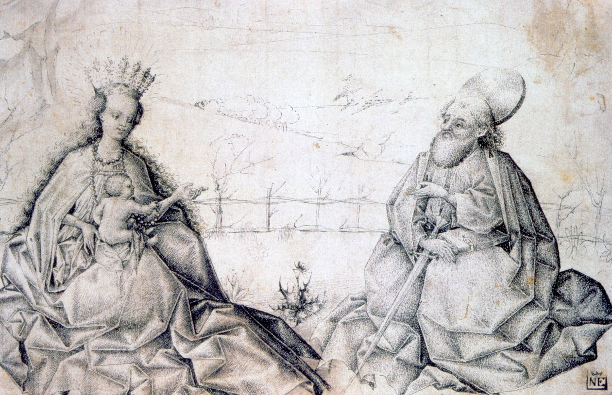 Virgem e Criança com São Paulo, c1450 de Unbekannt