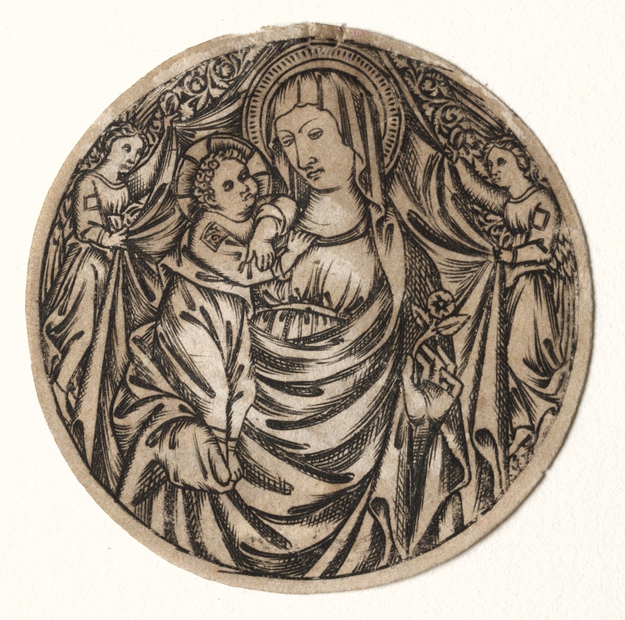 Virgem e Criança com Dois Anjos, anos 1400. de Unbekannt