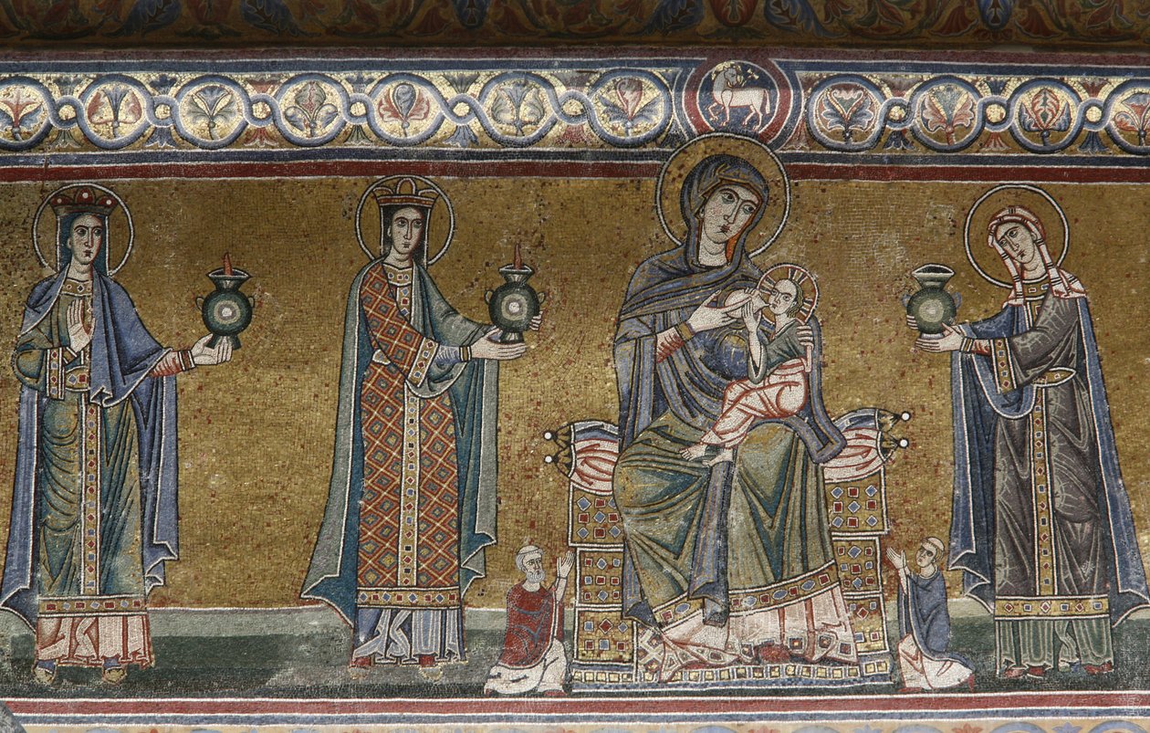 Virgem e mosaico infantil em Santa Maria na igreja de Trastevere, Roma, Itália de Unbekannt