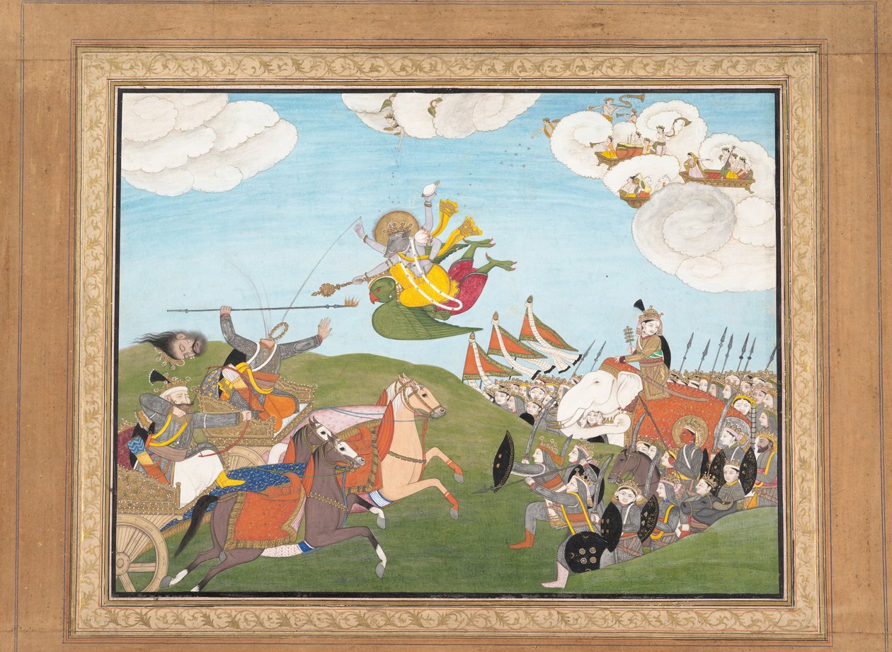 Vishnu como Varaha, o Avatar do Javali, Mata Banasur, Um Demônio Geral ..., ca.1800. de Unbekannt