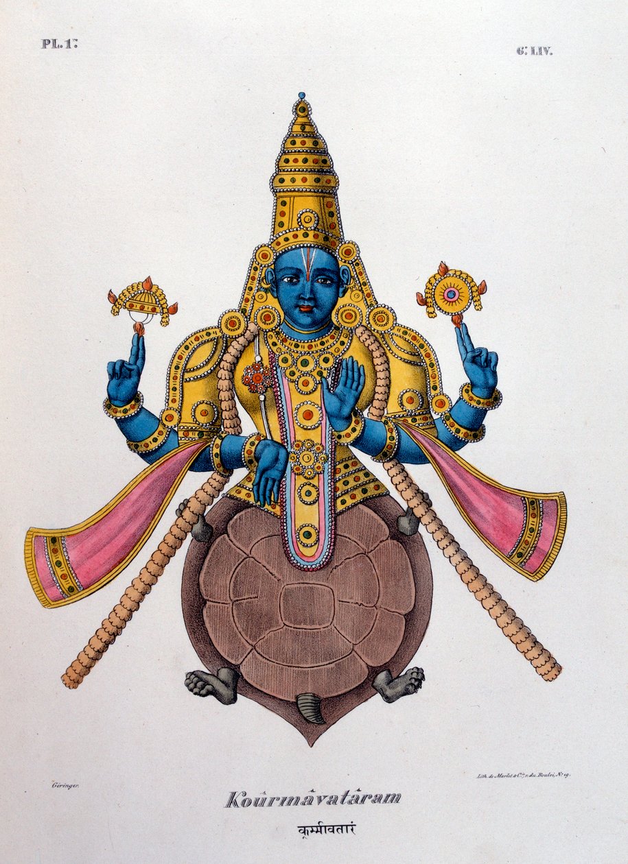 Vishnu, um dos deuses da trindade hindu trimurti, 1828 de Unbekannt