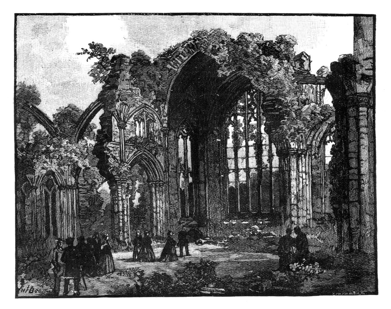 Visita da rainha Victoria à Abadia de Melrose, Escócia, final do século XIX de Unbekannt