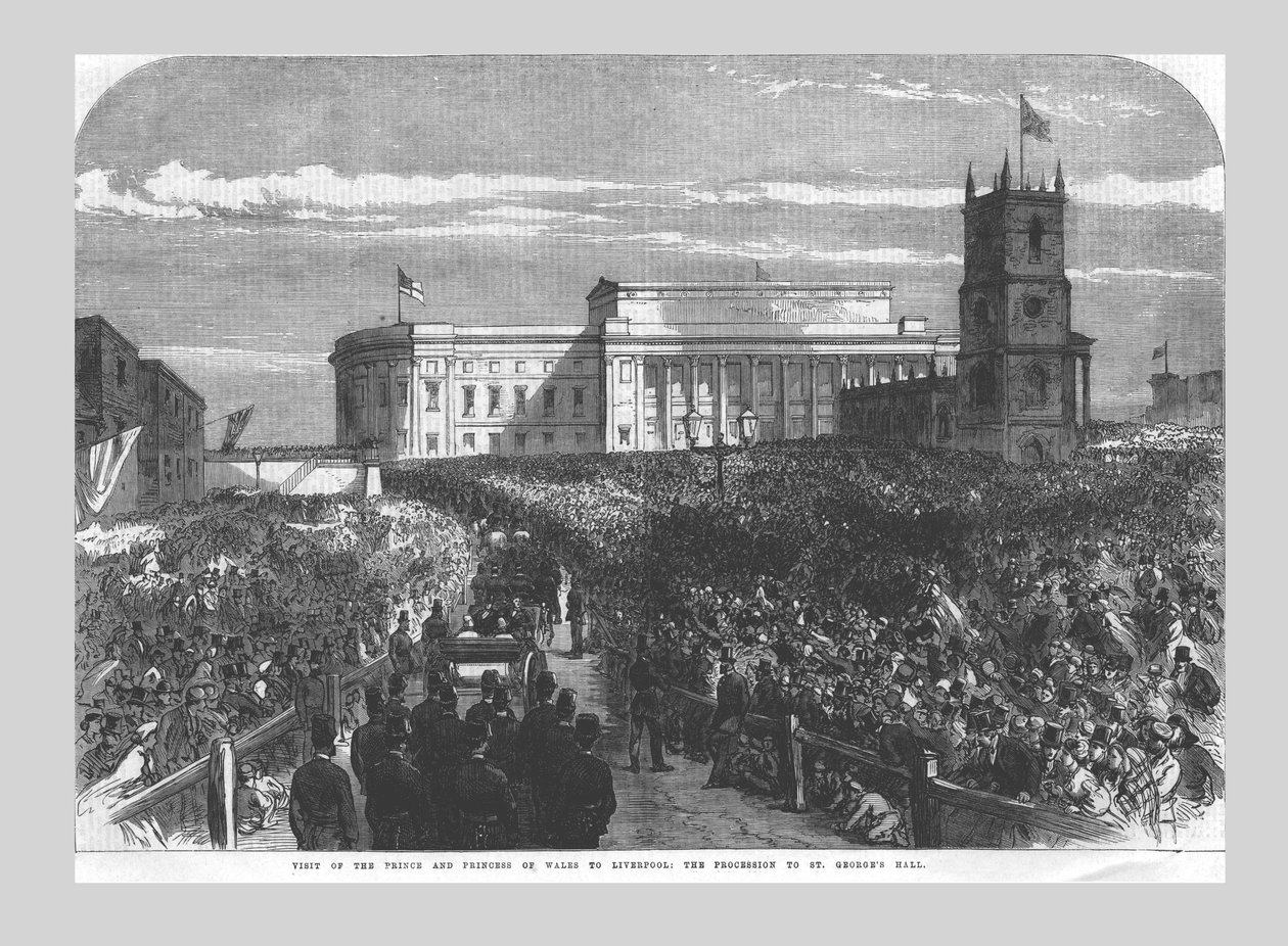 Visita do príncipe e princesa de Gales a Liverpool. A procissão para St. Georges Hall, 1865 de Unbekannt