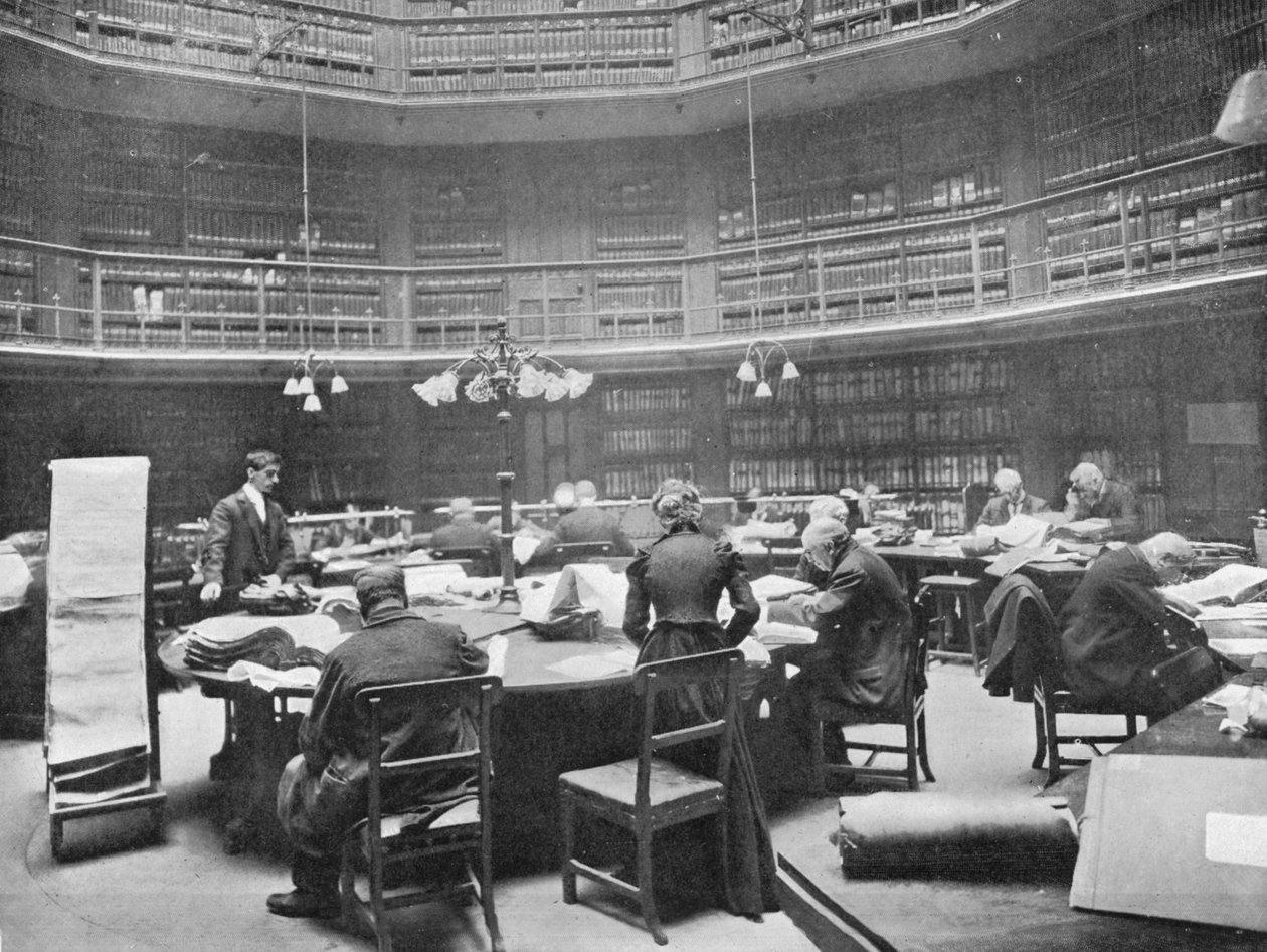 Visitantes que pesquisam volumes no Public Record Office, Chancery Lane, Londres, 1903 de Unbekannt