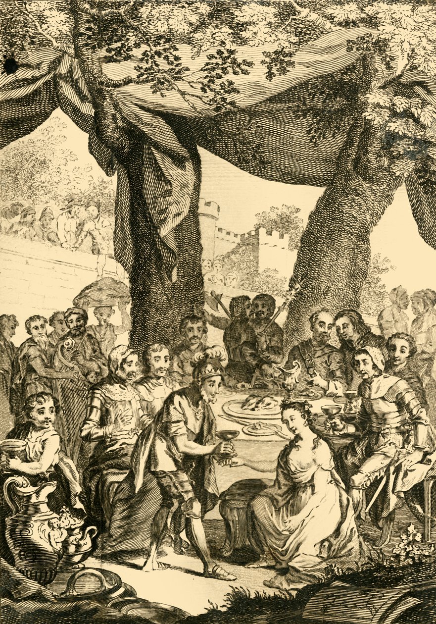 O rei vortigern da Grã-Bretanha apóia Rowena como uma dama saxã ..., em meados do século XVIII. de Unbekannt