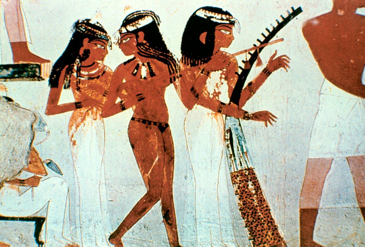 Pintura de parede, Detalhe, Grupo de músicos, Tumba de Nakht, Tebas de Unbekannt