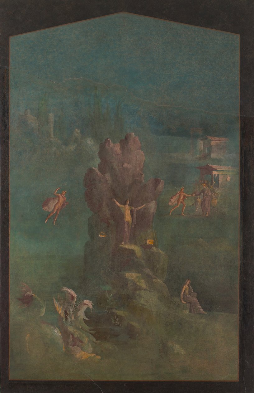 Pintura mural: Perseu e Andrômeda em paisagem, da vila imperial..., século I a.C. de Unbekannt