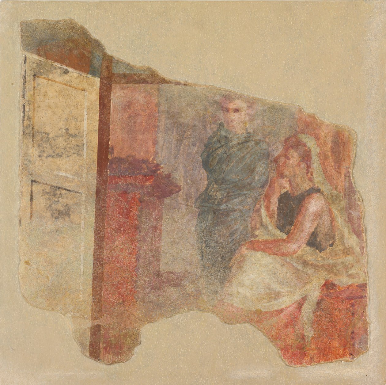 Fragmento de pintura mural da parede norte da Sala H da Villa de P. Fannius..., c. 50-40 a.C. de Unbekannt