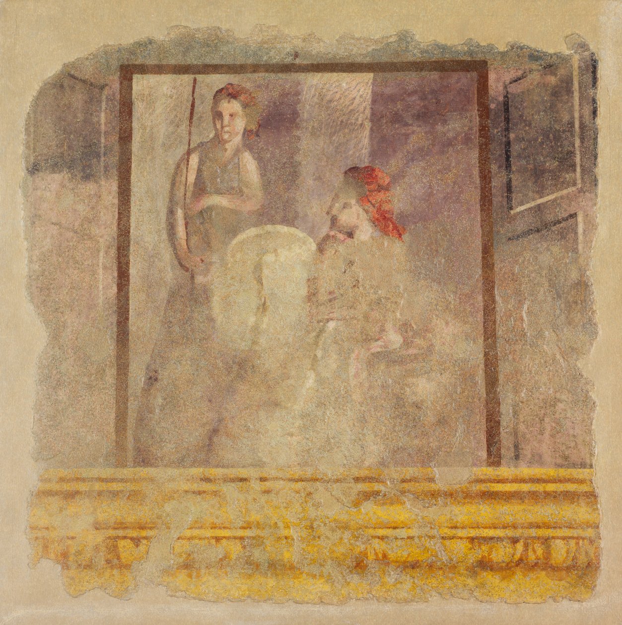 Fragmento de pintura de parede da parede norte do Quarto H da Vila de P. Fannius ..., ca. 50-40 aC de Unbekannt