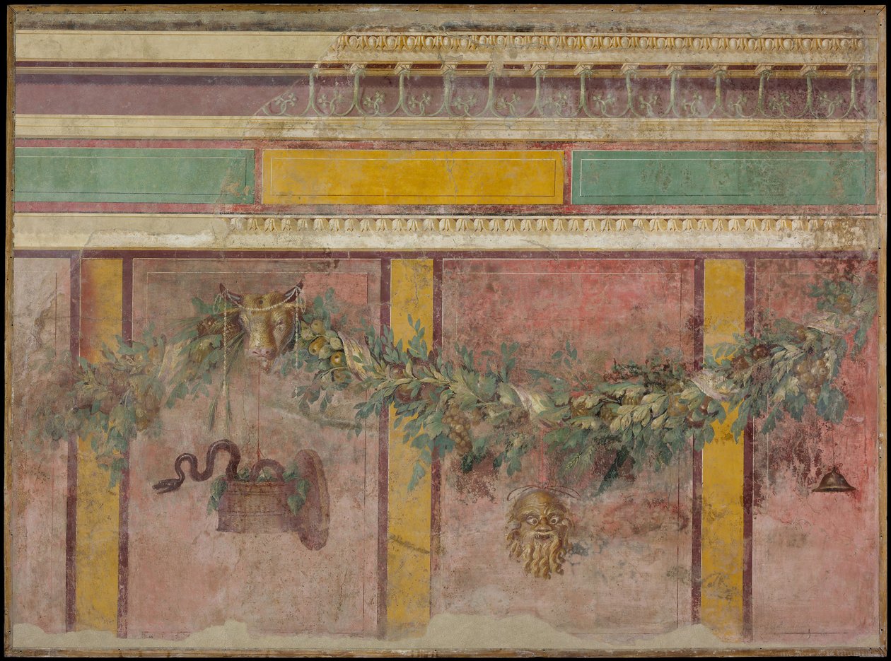 Pintura de parede da parede oeste da Sala L da Villa de P. Fannius Synistor ..., ca.50-40 aC de Unbekannt