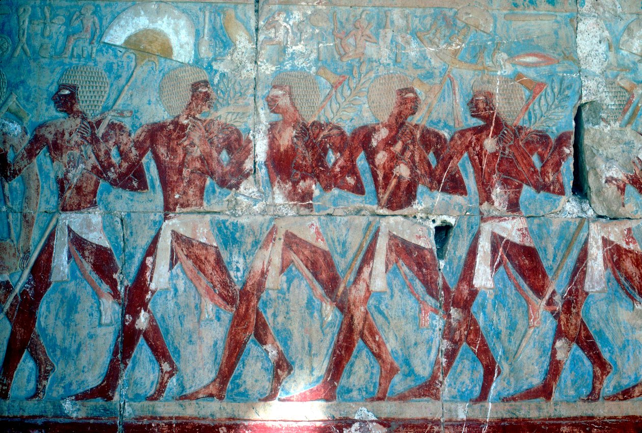 Pintura de parede: retornando da expedição, Templo da Rainha Hatshepsut, Luxor, Egito, c1470 aC de Unbekannt