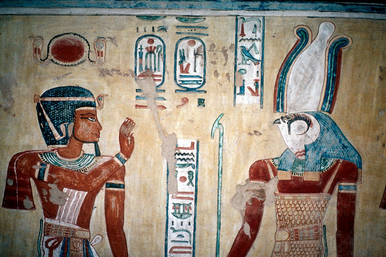 Pintura mural de Ramsés III antes de Hórus, Vale das Rainhas, Luxor, Egito, século XII aC de Unbekannt