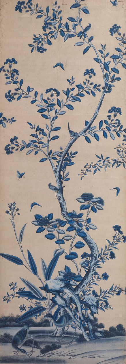 Papel de parede Painel com pássaros e árvores floridas, China, final do século XVIII início do século XIX. de Unbekannt
