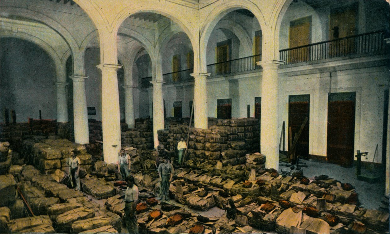 Armazém de tabaco em folha, Havana, Cuba, c1910s de Unbekannt